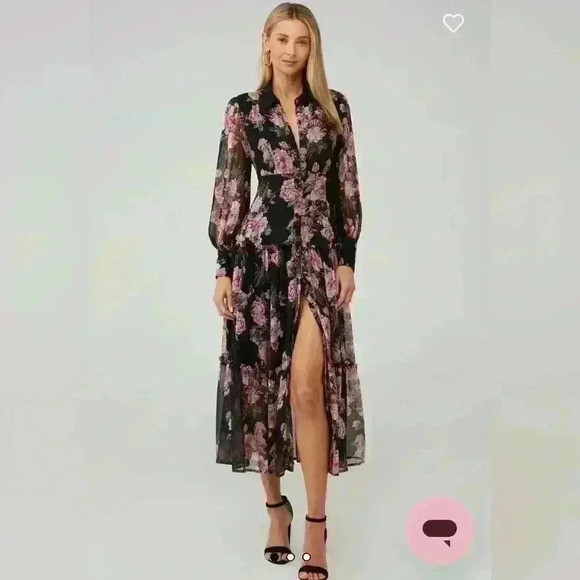 Bardot navy floral dress - Picture 2 of 2